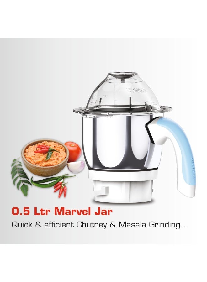 Vidiem Eva Super Blu 750W Mixer Grinder with 4 Jars | 4 Jar in- 1 Juicer | 750W mixer Grinder | 2 Years Product Warranty & 5 Years Motor Warranty | Blue & White | - Image 2